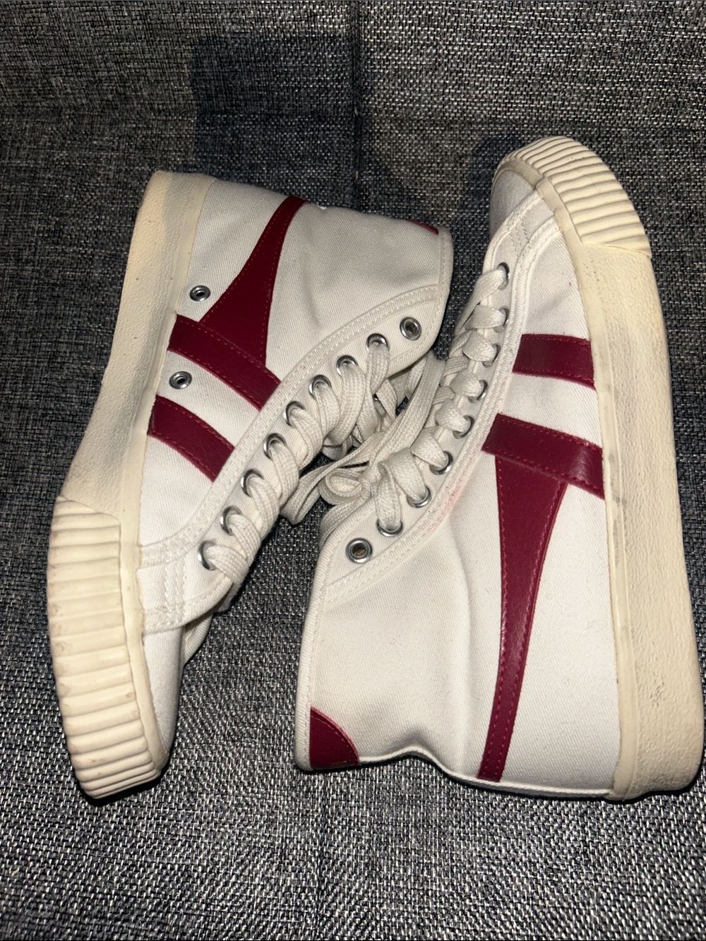 Gola High-Top Sneakers in White with Red Accents - Picture 5 of 8